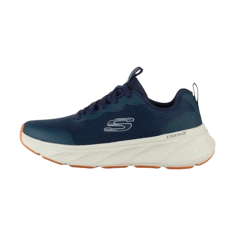 Skechers Edgeride Running Shoes Mens Navy Blue Mesh Lace Up Sneakers